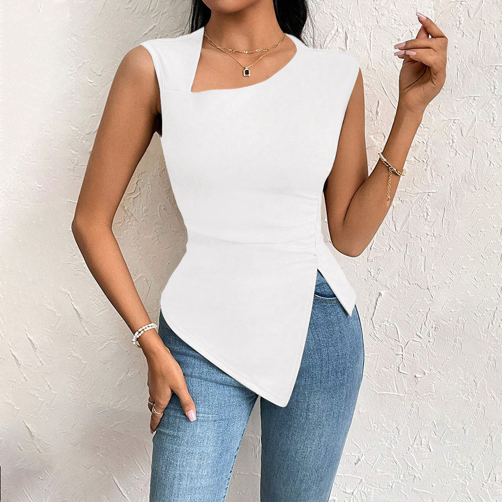 Women's T-shirt Summer Slim Short Solid Color Top