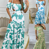 Women Sexy Off Shoulder Print Dress