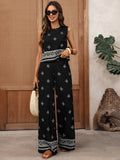 Vintage Two-piece Geometric Printing Set for Women