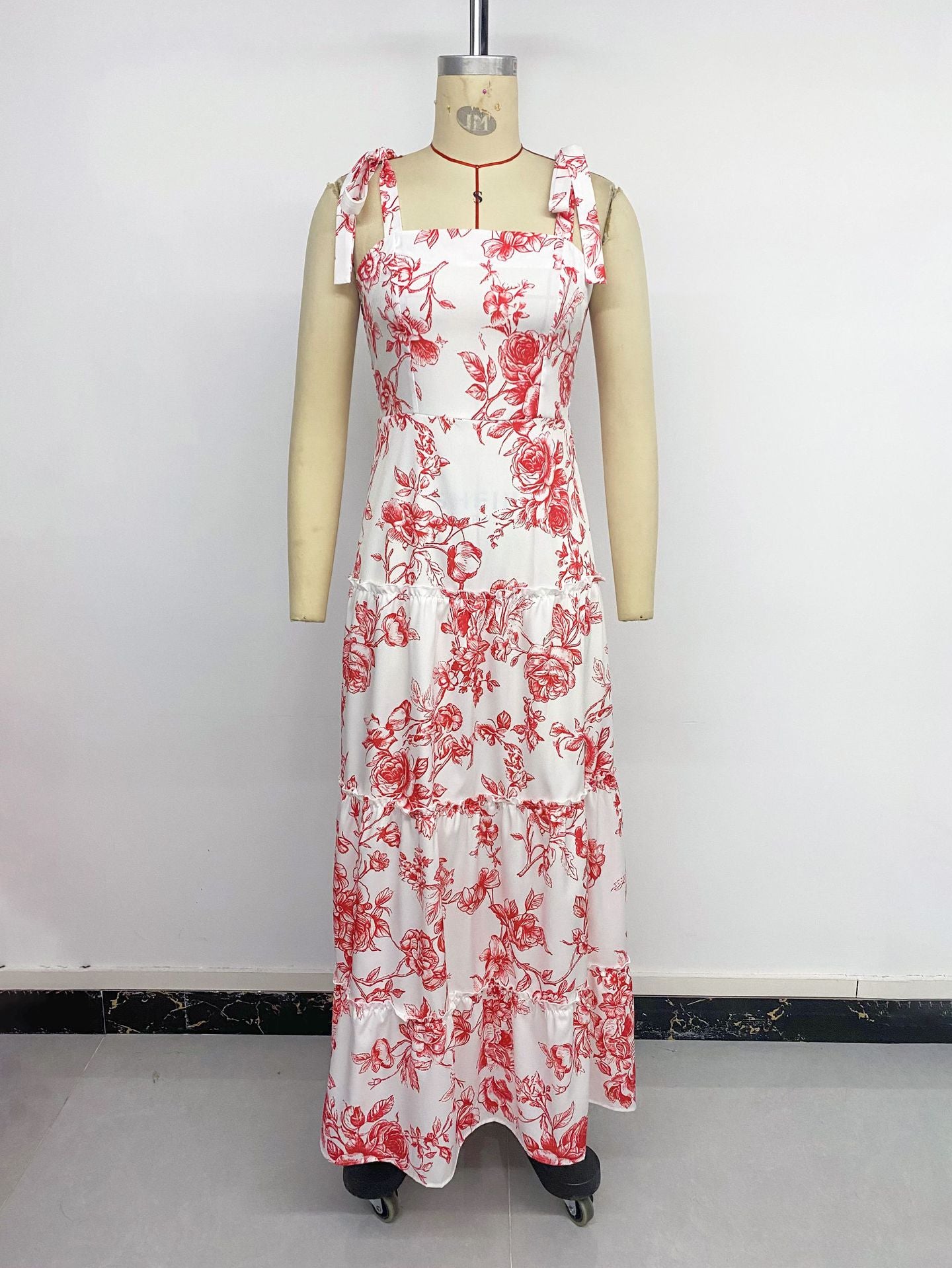 Suspender Floral Print A-shaped Dress