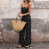 Vintage Polka Dot Tube High Waist Wide Leg Jumpsuit