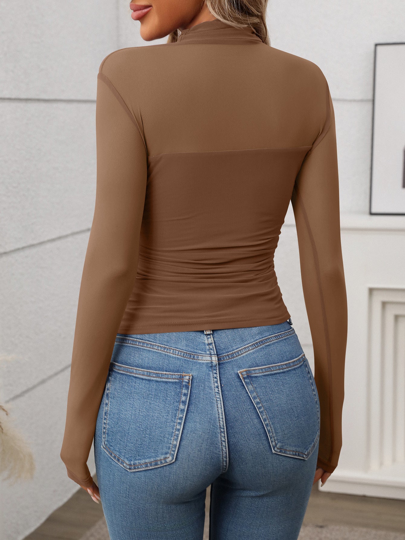 Women's Long-sleeved T-shirt Sexy Y2K Mesh Top