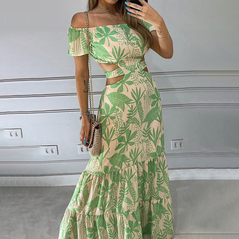 Women Sexy Off Shoulder Print Dress