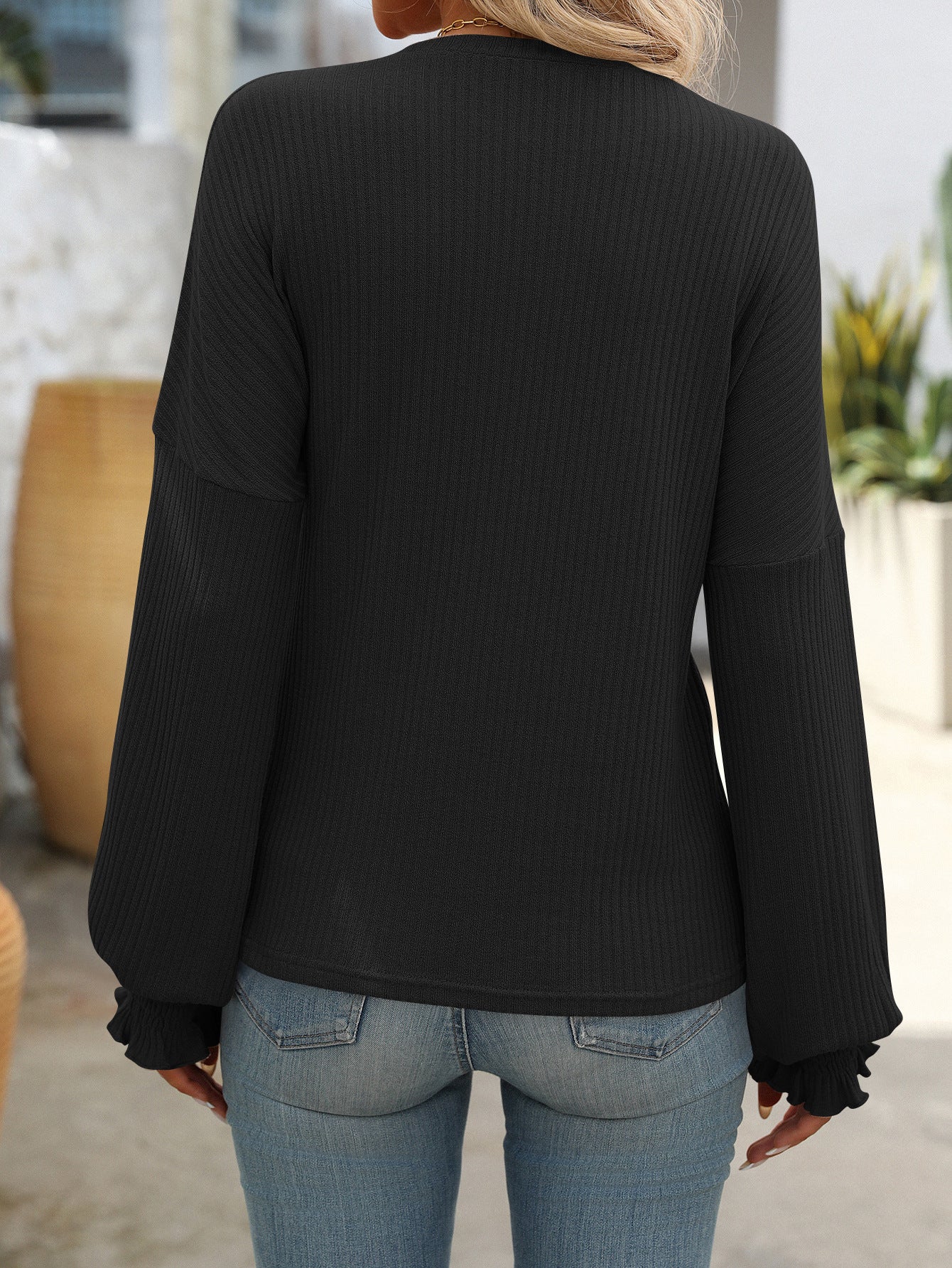 Women's Loose Casual Pit Strip Long Sleeve T-Shirt