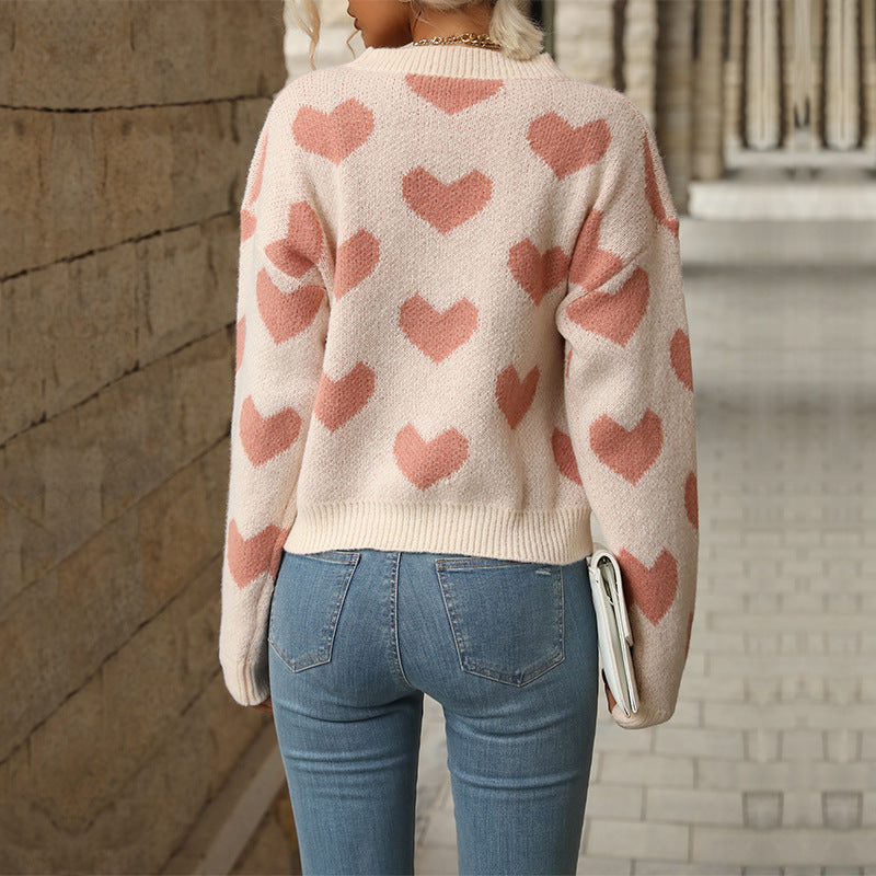 Valentine's Day Love Long Sleeve Pink Sweater
