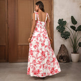 Suspender Floral Print A-shaped Dress