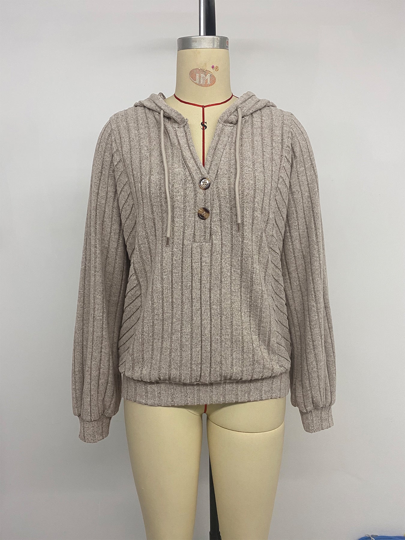 Women Casual Hooded Solid Color Knitted Sweater