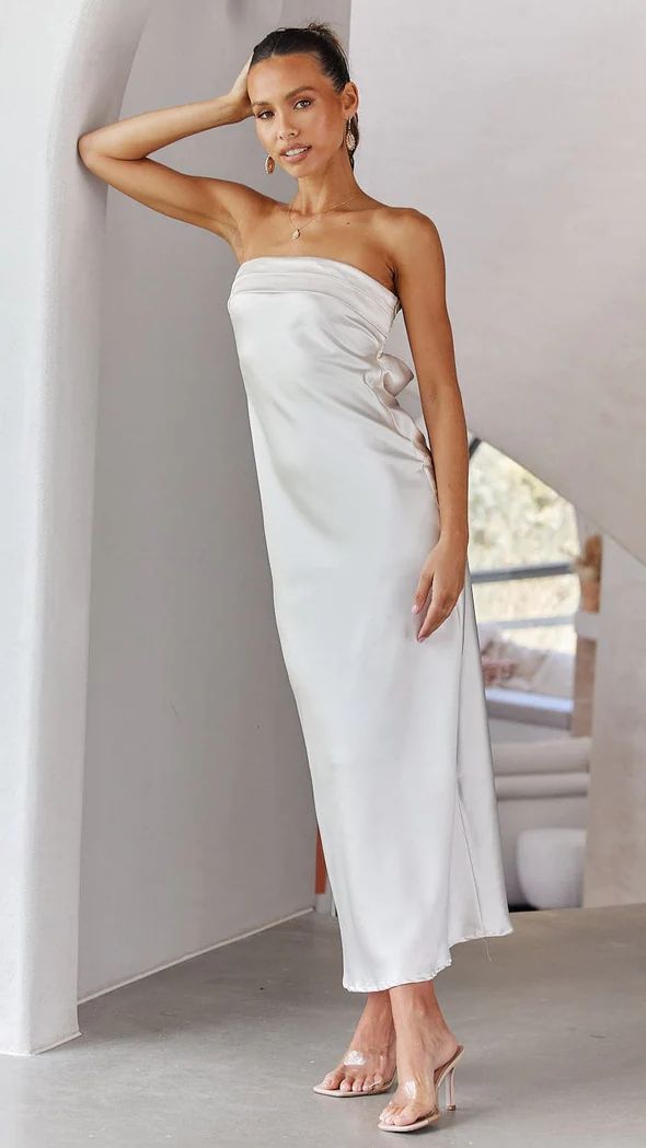 Women's Tube Satin Backless Strapless Dress with Print