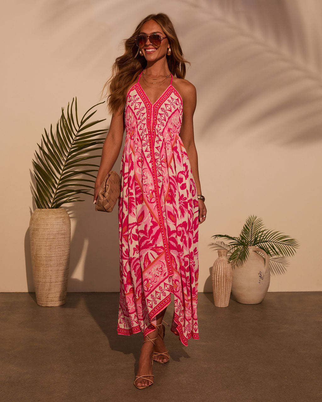 Womens Summer Off-the-shoulder V-neck Print Long Dress Dress
