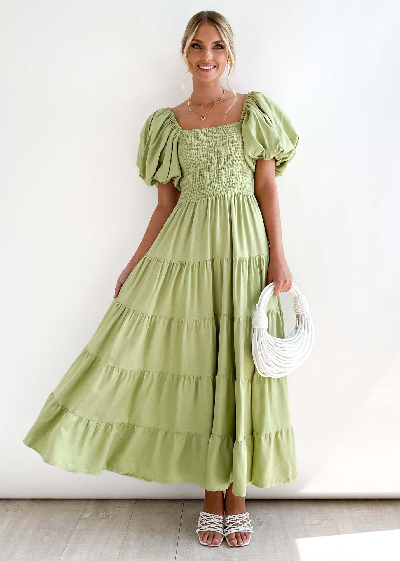 Offshoulder Printed Bubble Sleeve Dress for Women