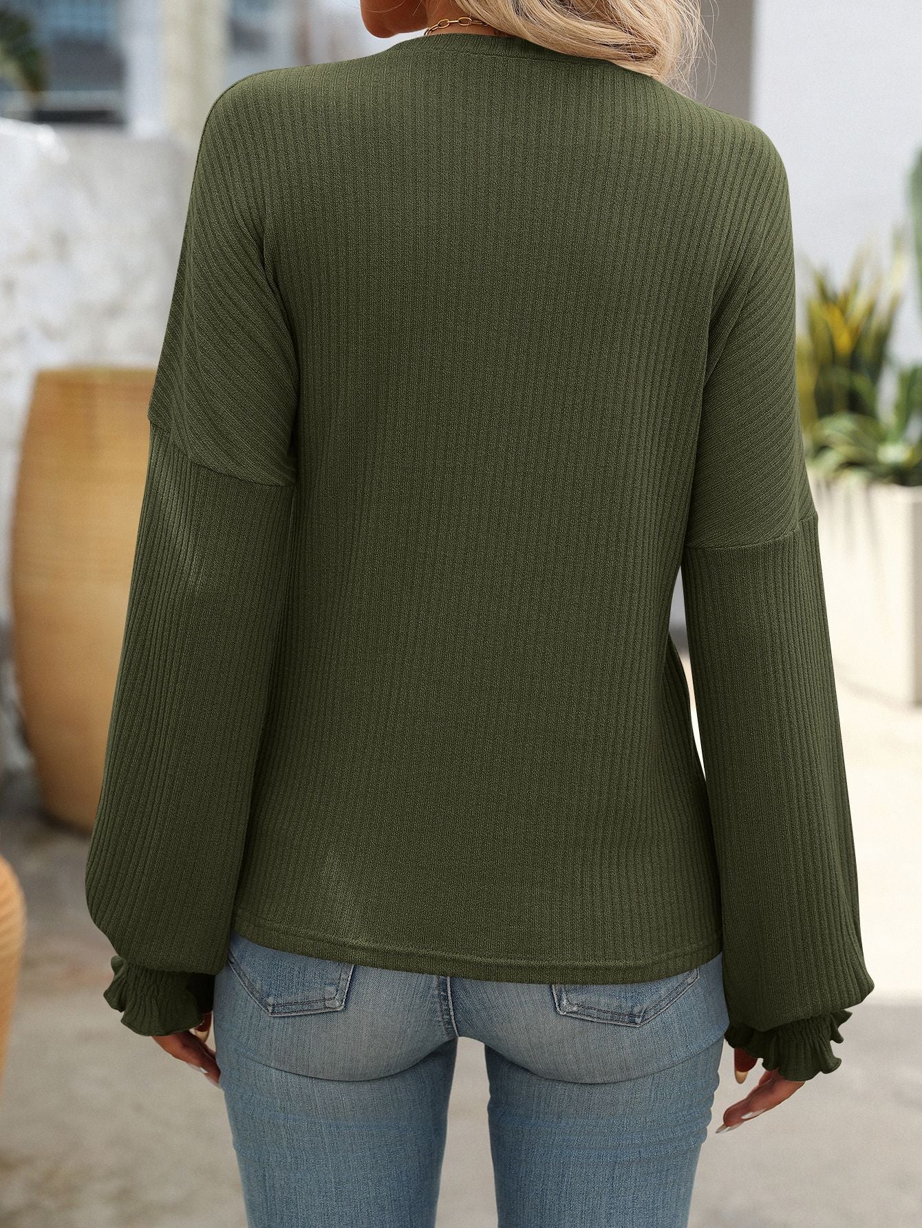 Women's Loose Casual Pit Strip Long Sleeve T-Shirt