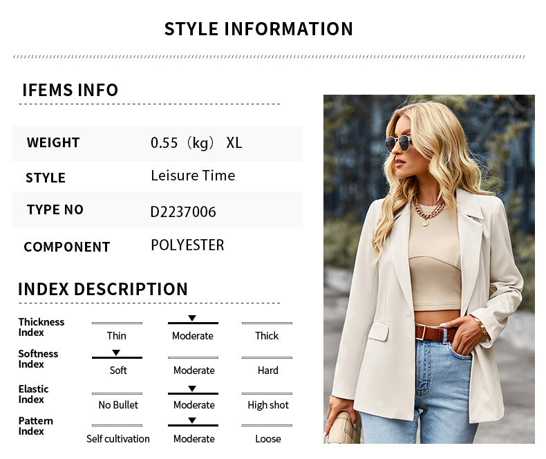 Women's casual suit outer sleeve buttons lapel jacket