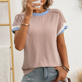 Summer Round Neck Short-sleeved Loose Color Matching T-shirt