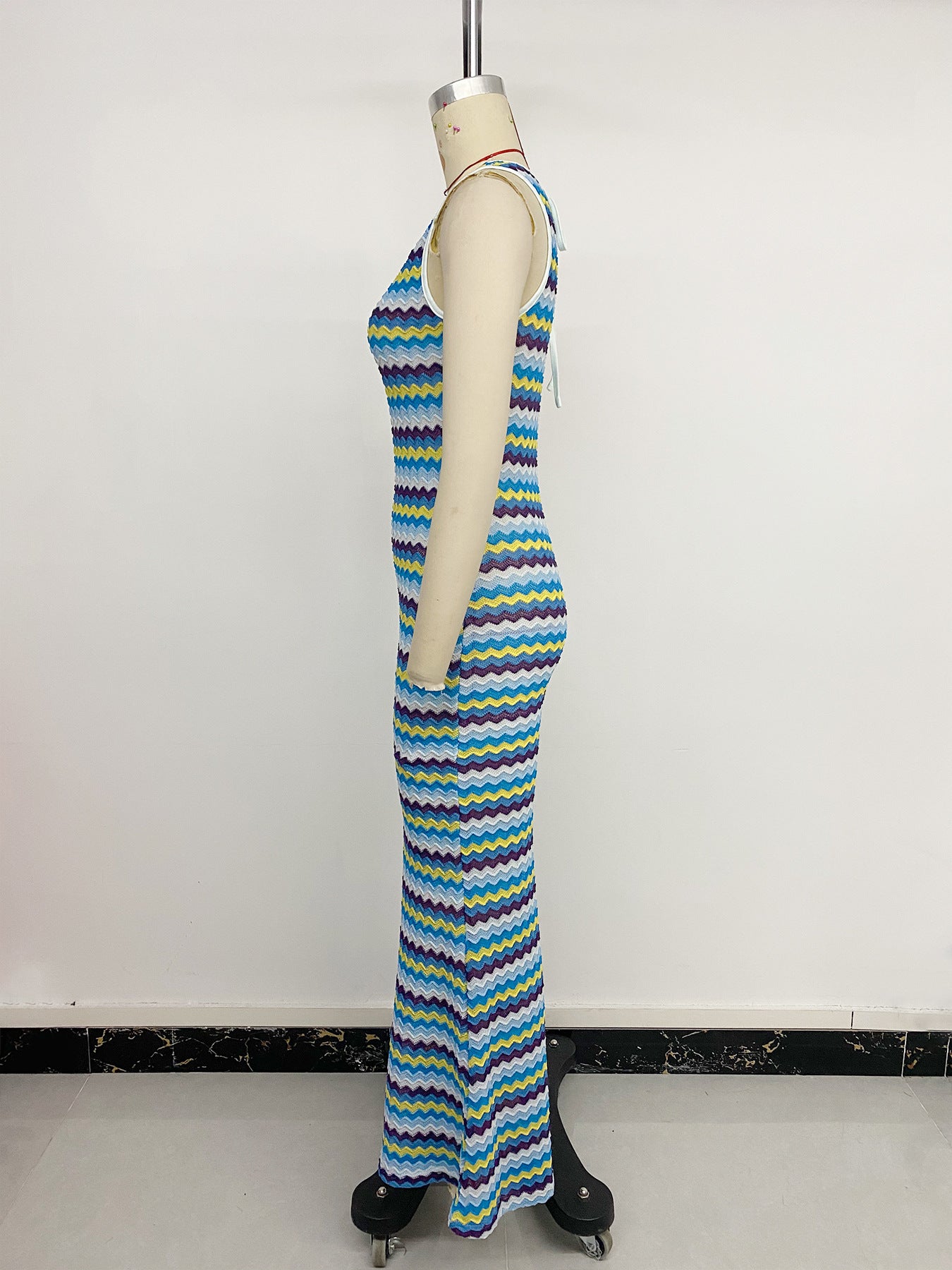 Vintage Fishtail Dress Sleeveless Wavy Dress