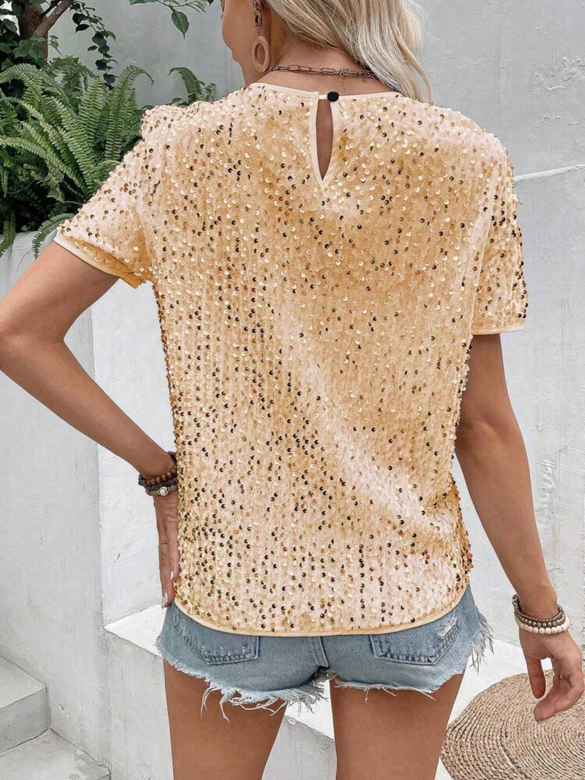 Short Sleeve Bag Neck Crew Neck Top Women's T-Shirt