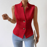V-Neck Button Sleeveless Vest Vest Jacket Top Women