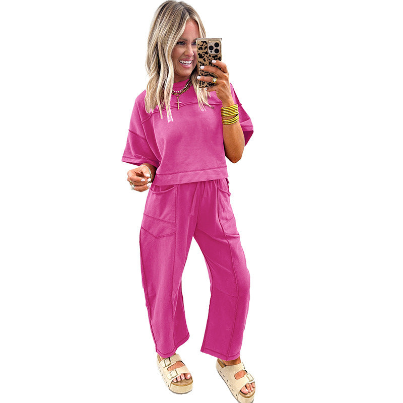 Drop Shoulder Boxy Tee and Barrel Pants Set