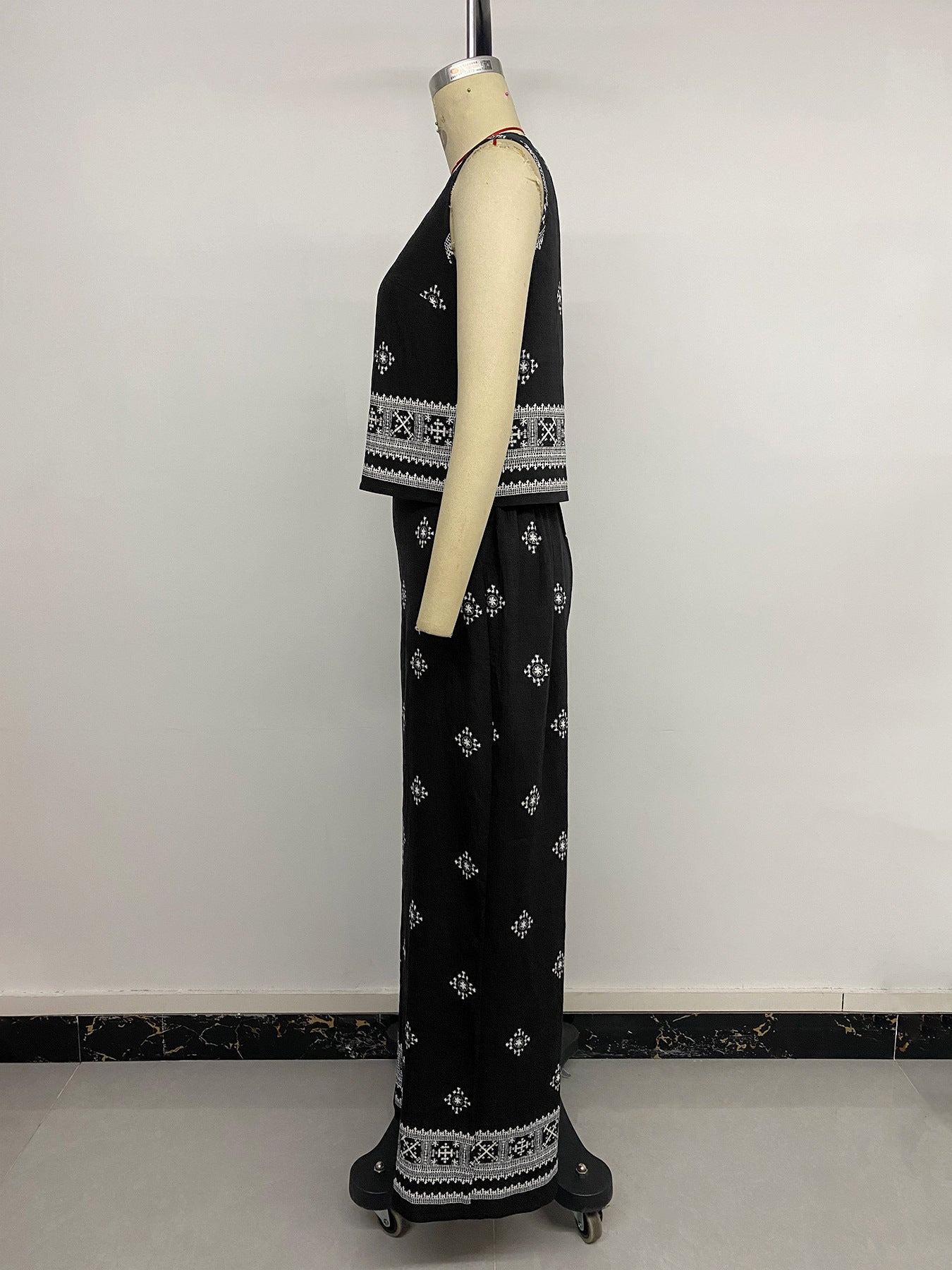 Vintage Two-piece Geometric Printing Set for Women