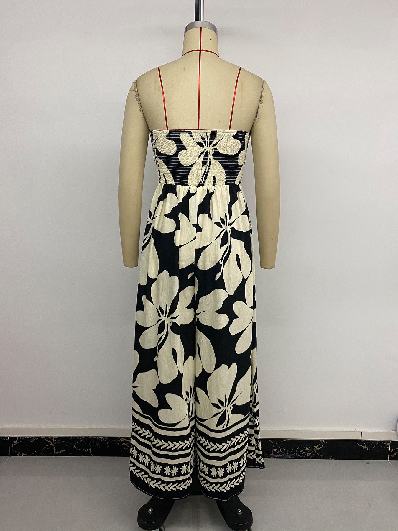 Women's Flower Print Lace-up Halter Jumpsuit