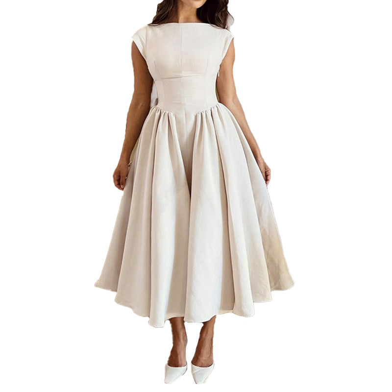 Women's Solid Color Backless Slim Dress