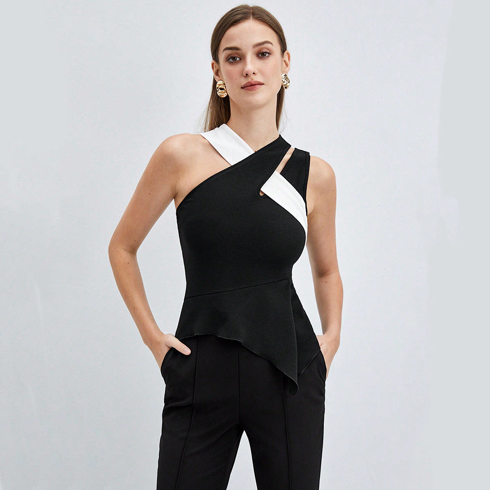 Womens Summer Contrast Cross Suspender Top