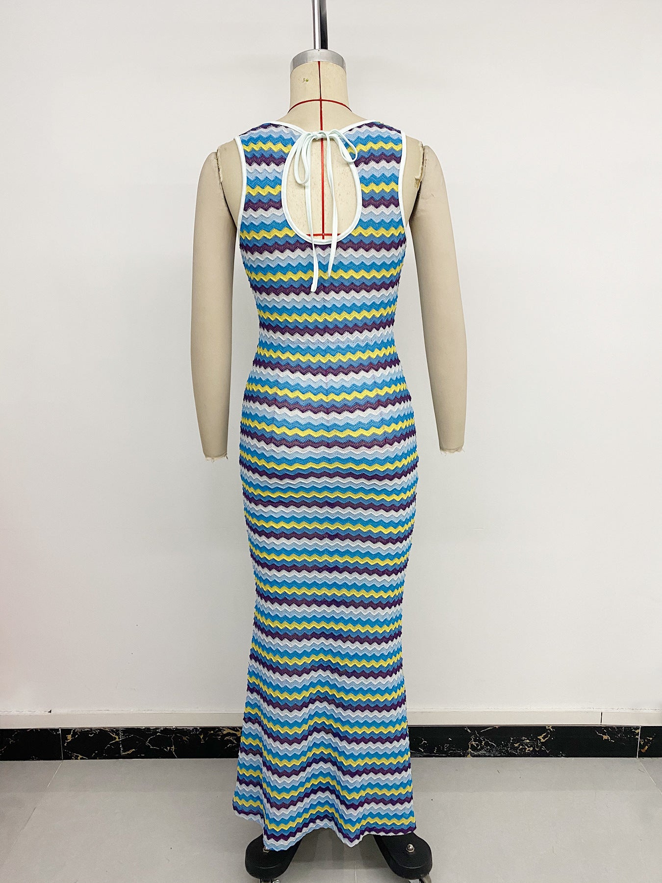 Vintage Fishtail Dress Sleeveless Wavy Dress
