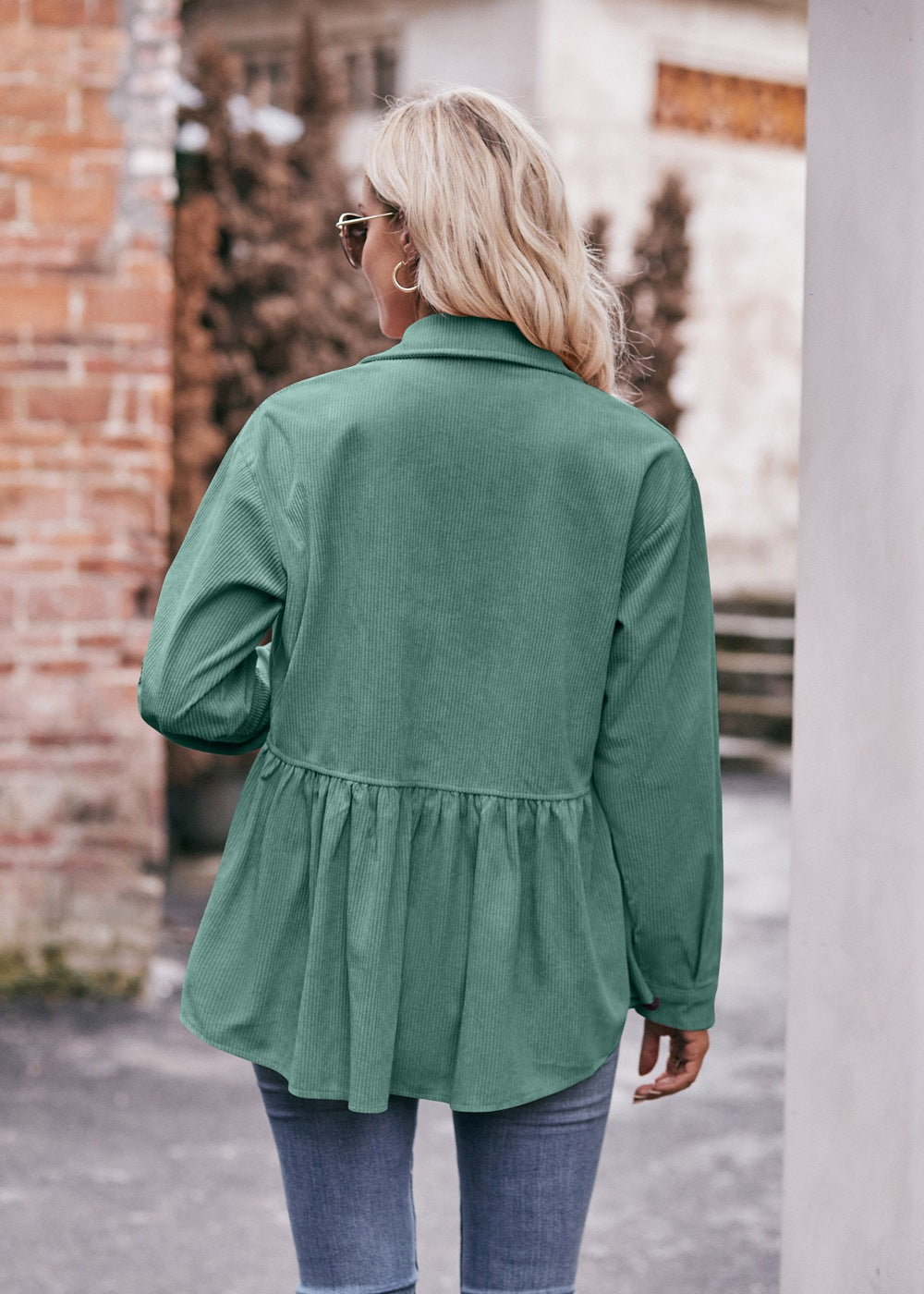 Women Babydoll Corduroy Jacket Oversized with Pocket
