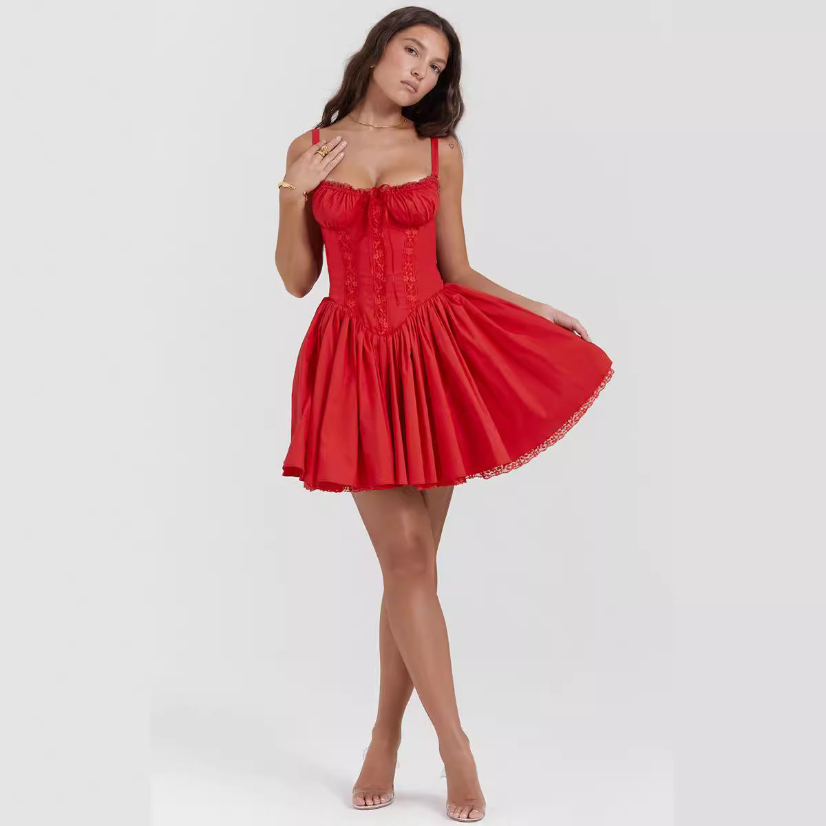 Sexy Women Lace Shoulder Strap Dress