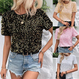 Short Sleeve Bag Neck Crew Neck Top Women's T-Shirt