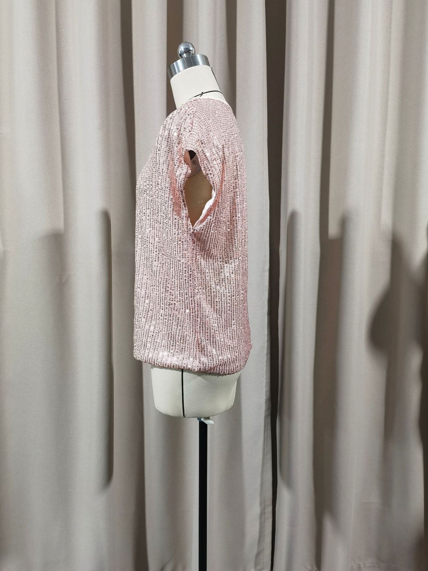 Casual Fashion Party Crew Neck Sleeveless Top Women's Sequins T-Shirt