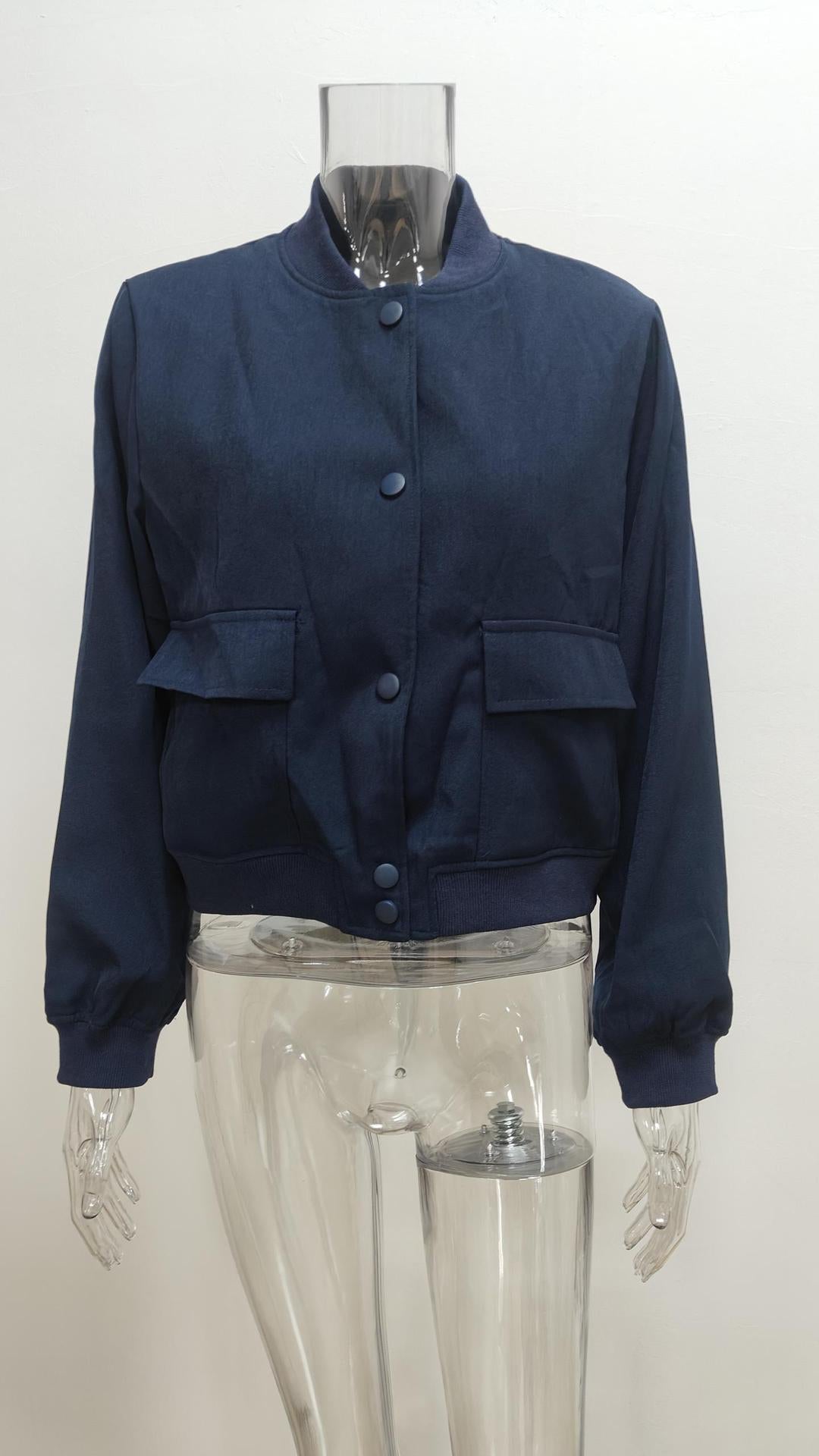 Elegant Vintage Loose Button Pocket Blazer