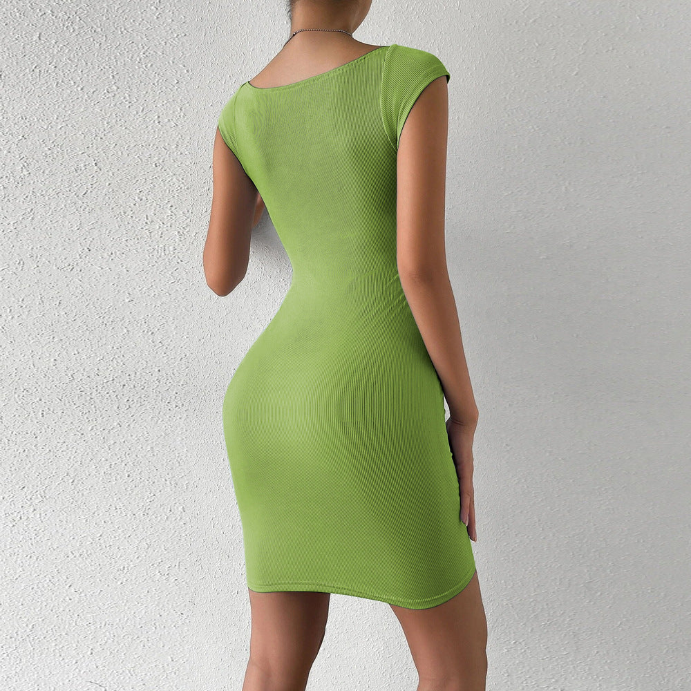 Womens Short Skirt Sleeveless Knitted Suspender Dress
