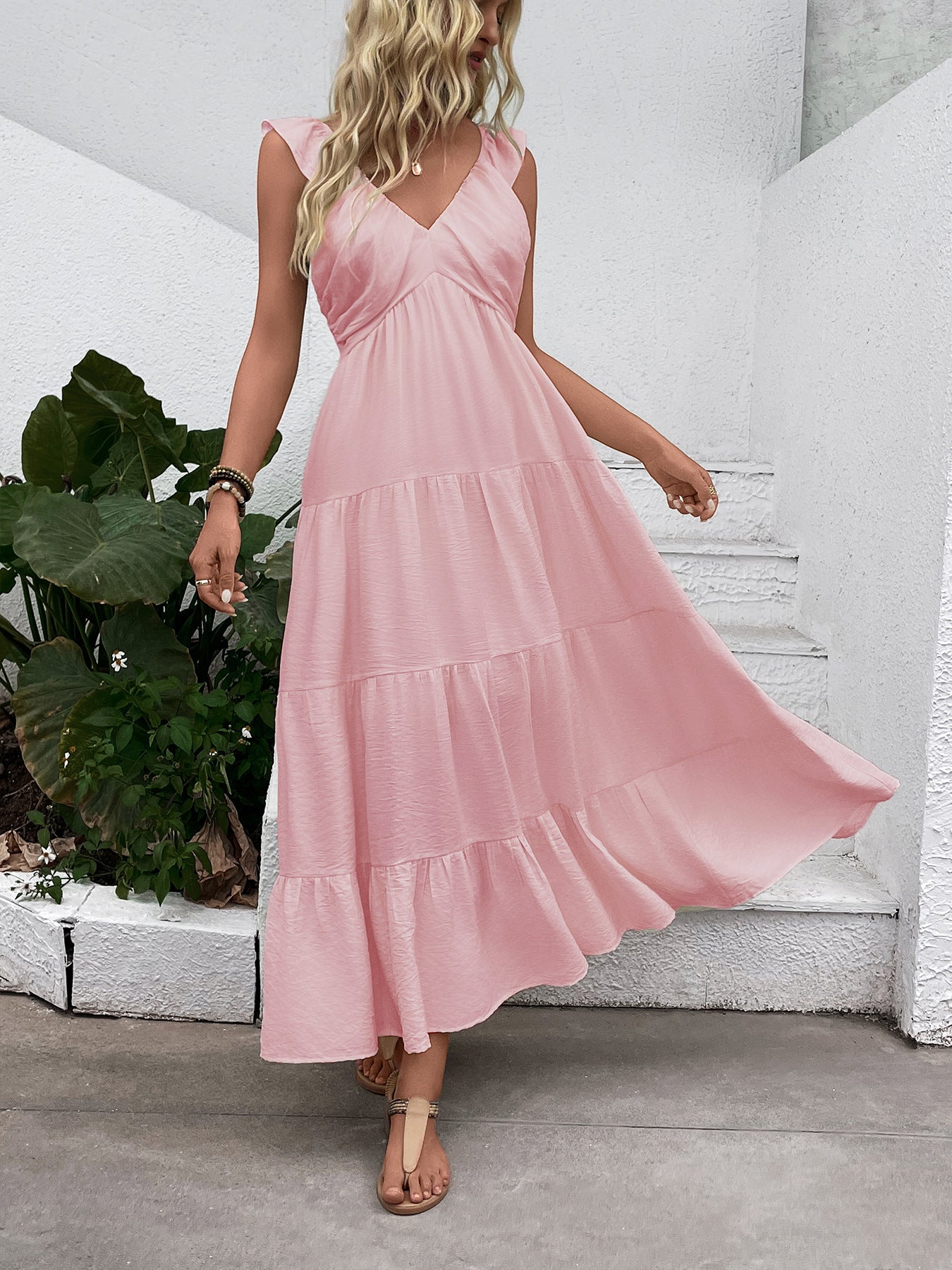 Long Sleeveless V-neck Dress for Women