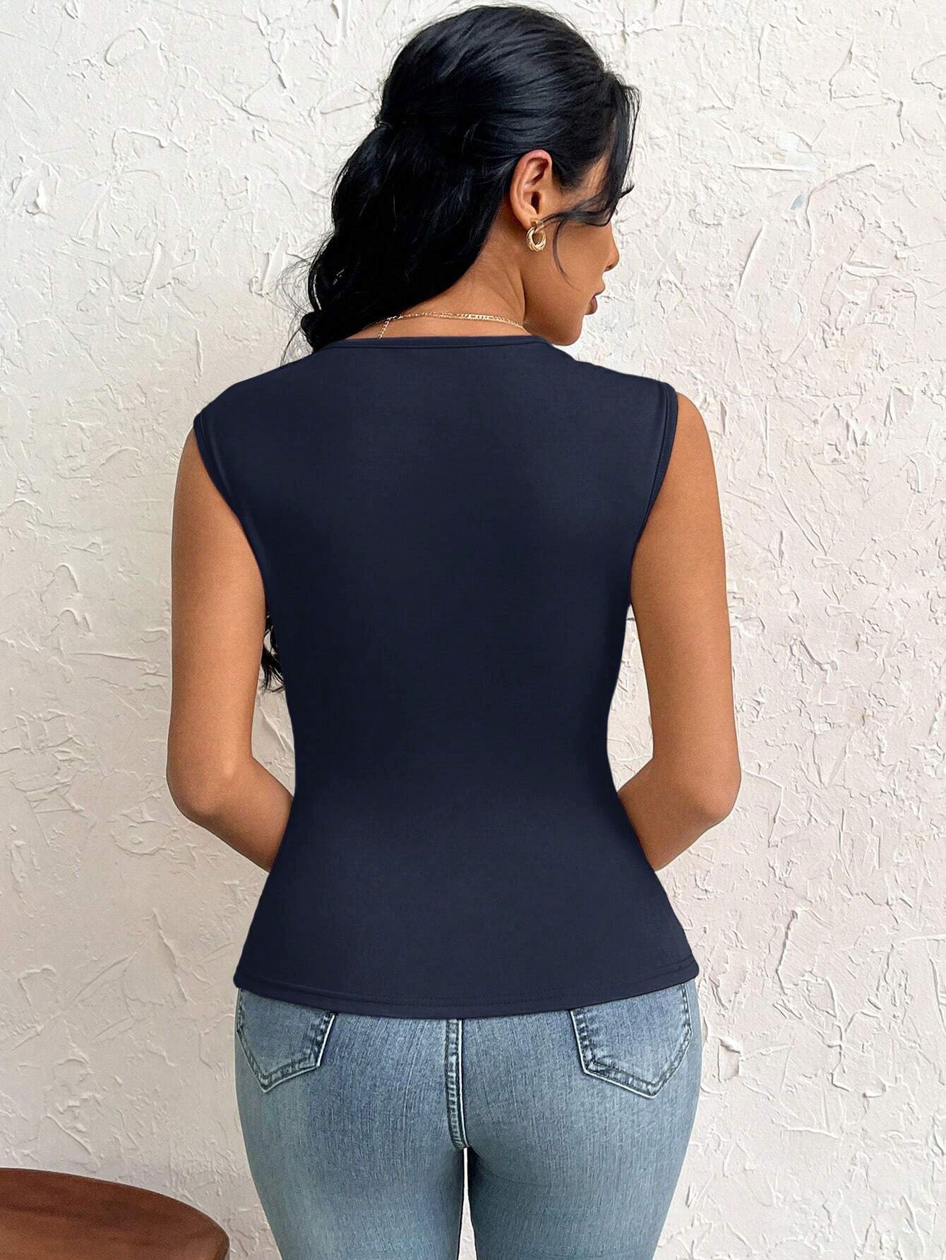 Women's T-shirt Summer Slim Short Solid Color Top