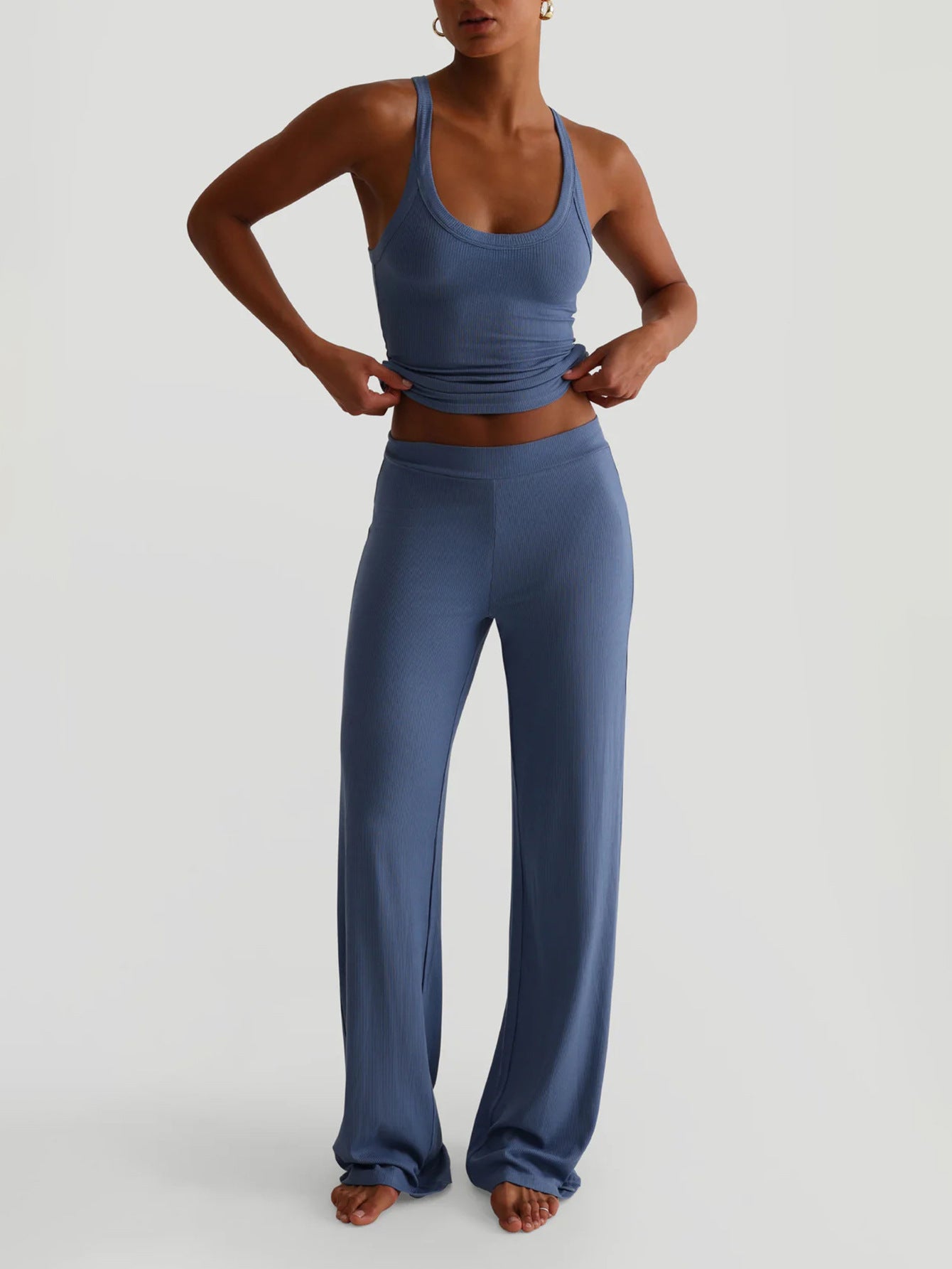 Women Yoga Sling Vest Wide Leg Pants Set