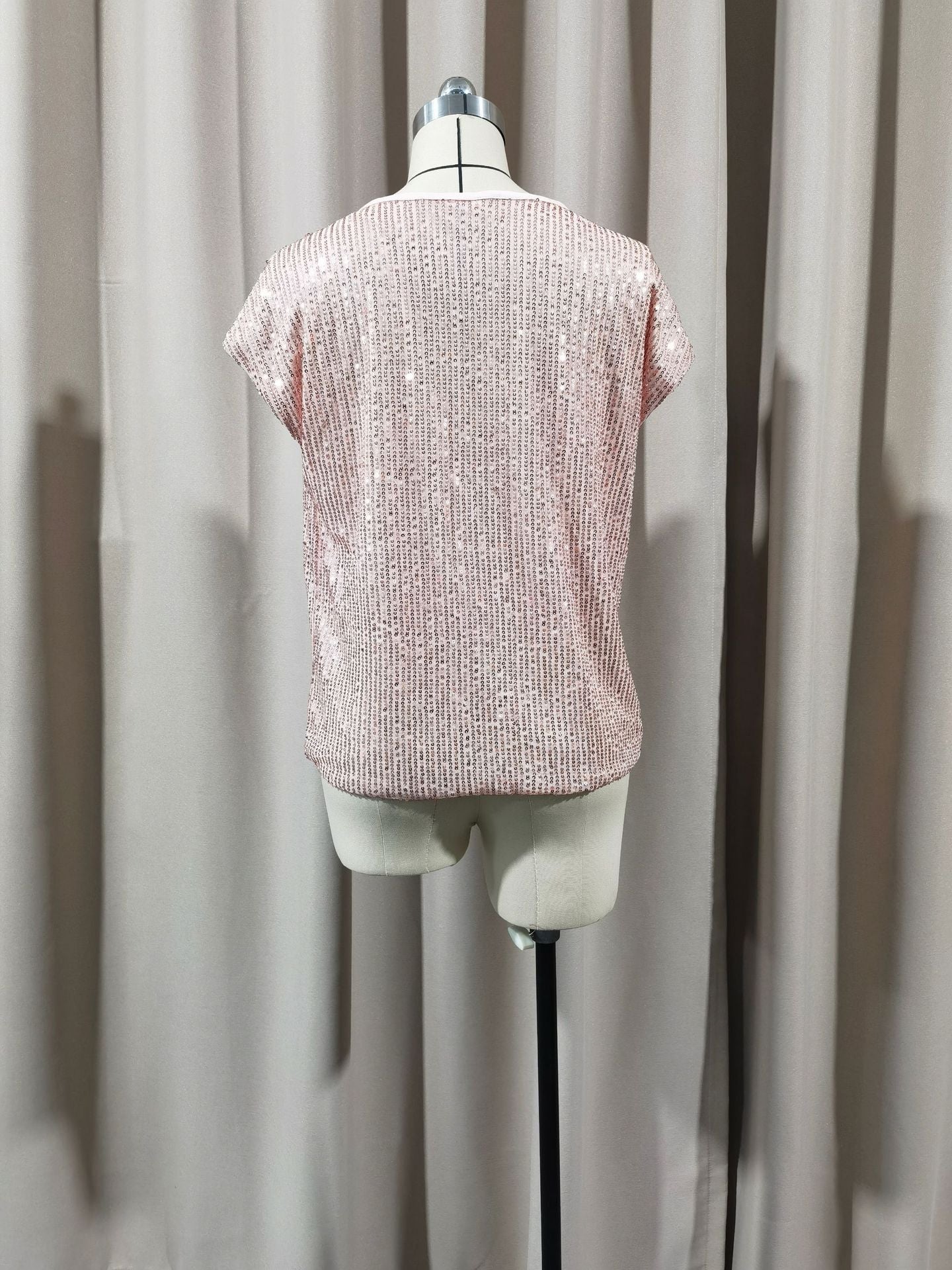 Casual Fashion Party Crew Neck Sleeveless Top Women's Sequins T-Shirt