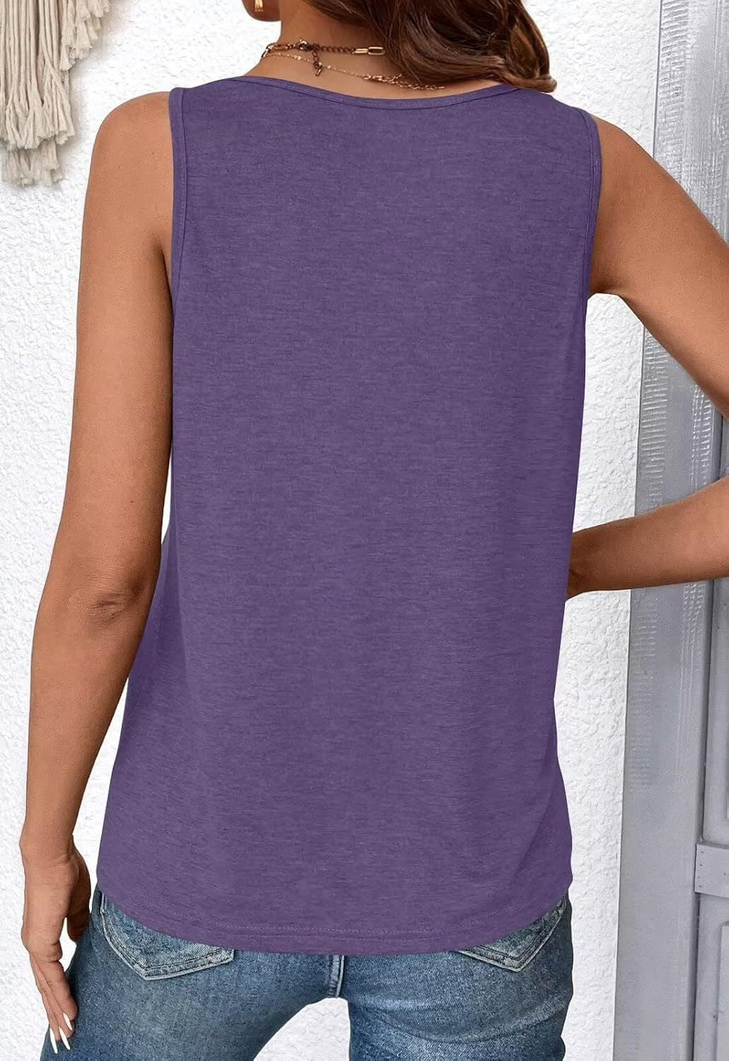 Solid Color V-neck Sleeveless Top Women's Casual Loose Vest Women