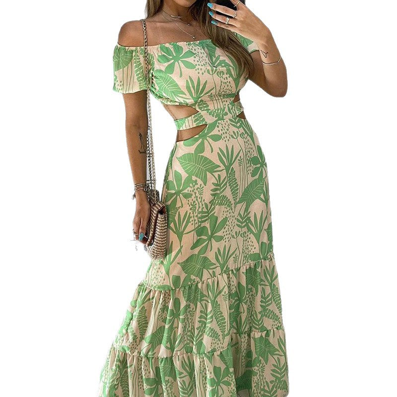 Women Sexy Off Shoulder Print Dress