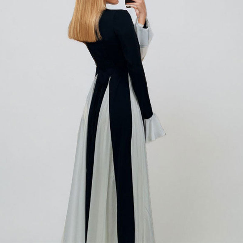 Women's Casual Contrasting Color Splicing Shoulder Strap Dress