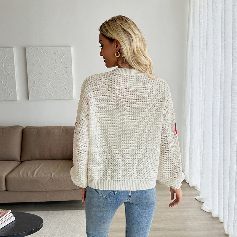 Cardigan Women's Strawberry Jacquard Knitted Sweater