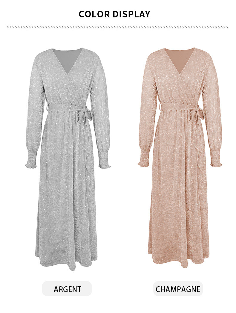 Women's Floral Print Chiffon Dress Long Sleeves