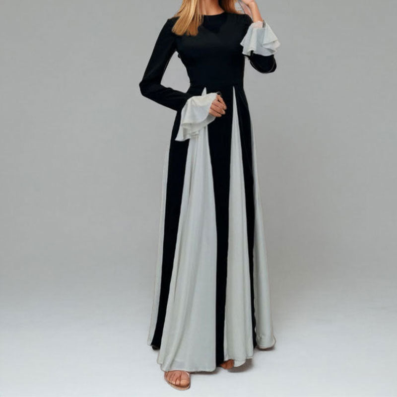 Women's Casual Contrasting Color Splicing Shoulder Strap Dress