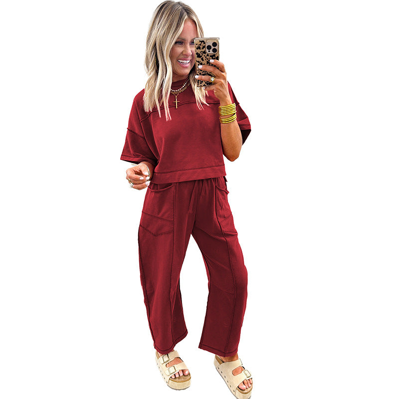 Drop Shoulder Boxy Tee and Barrel Pants Set