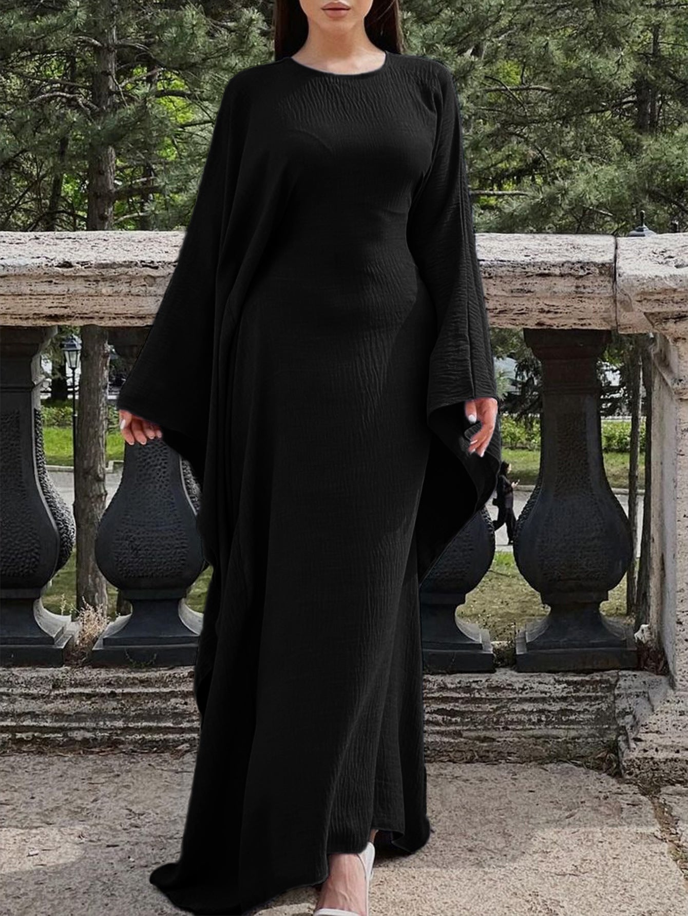 Womens Solid Color Long Sleeve Dress