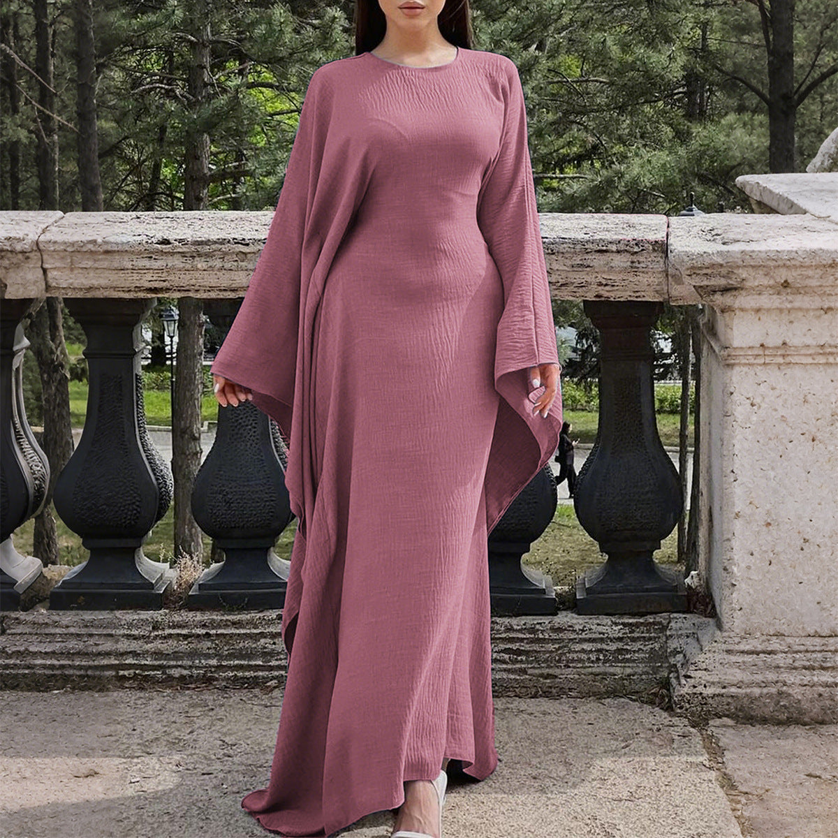 Womens Solid Color Long Sleeve Dress