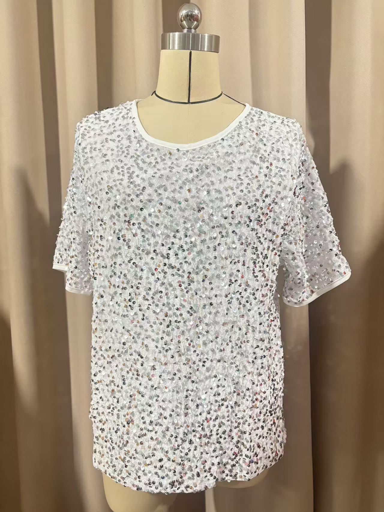 Short Sleeve Bag Neck Crew Neck Top Women's T-Shirt