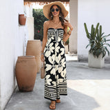 Women's Flower Print Lace-up Halter Jumpsuit