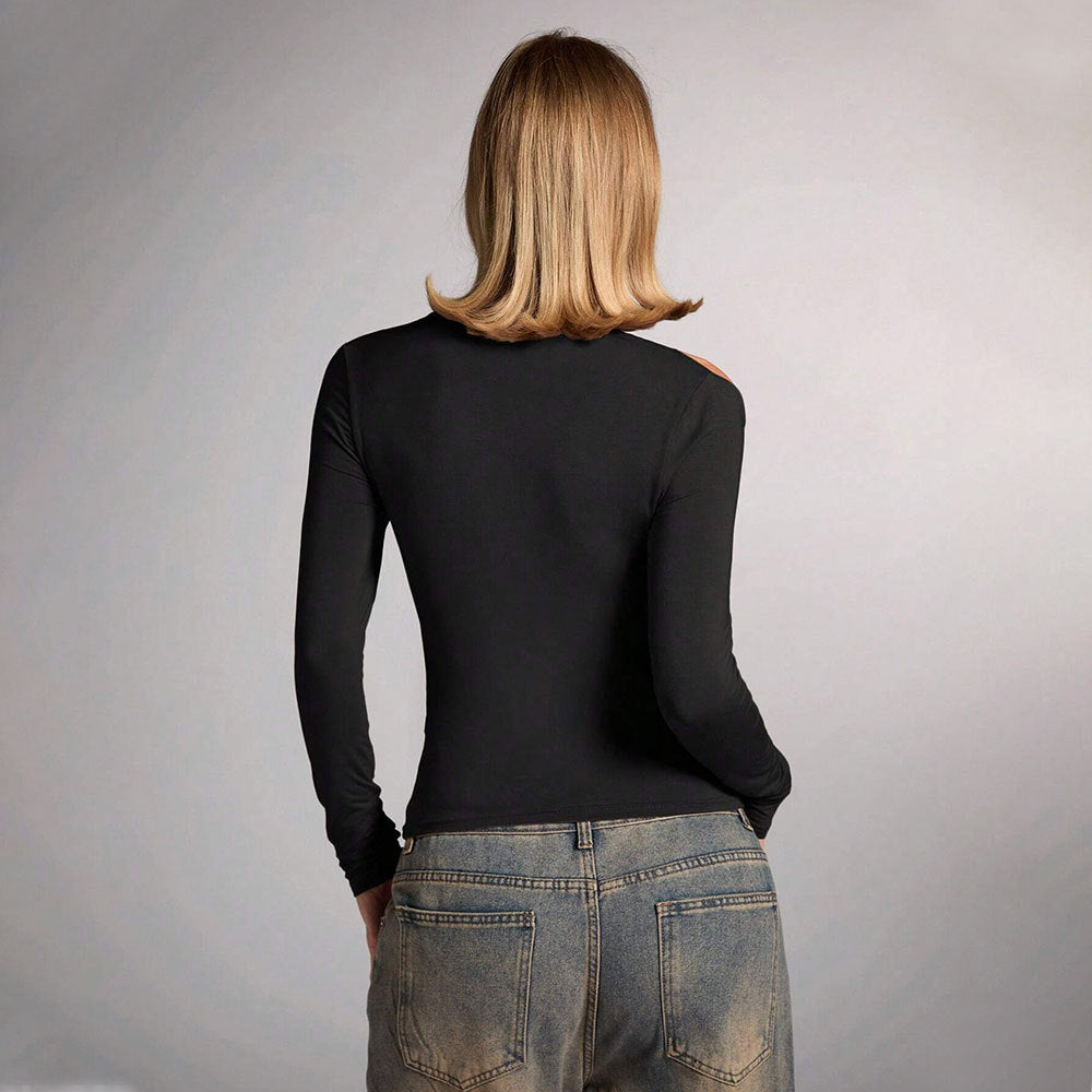 Women T-Shirt Summer Off-Shoulder Slim-Fit Top