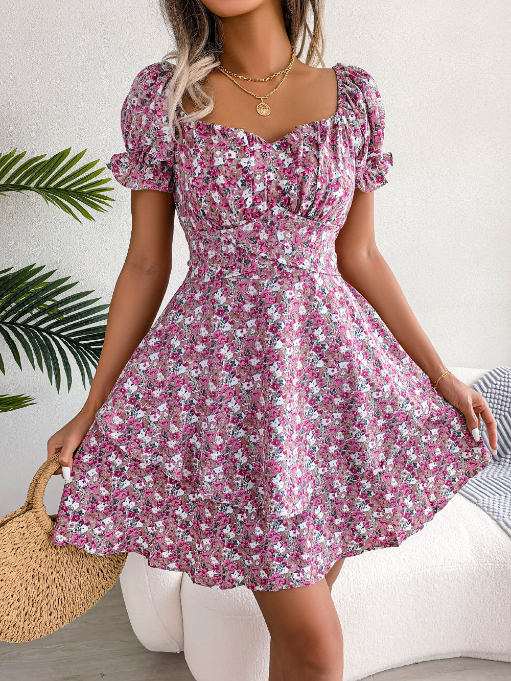 Women's Floral Lace-up Dress