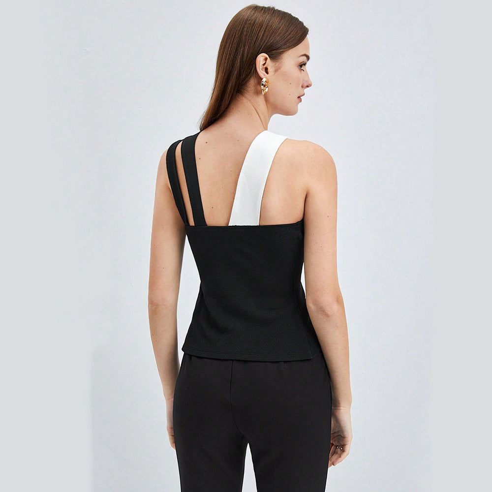 Womens Summer Contrast Cross Suspender Top